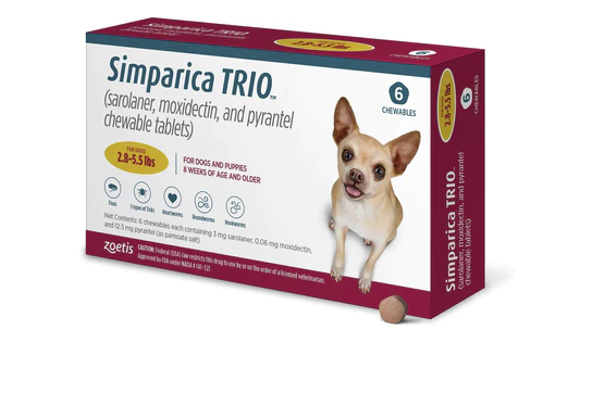 Simparica Trio for Dogs (Various Sizes) (3 Chewables/Box)