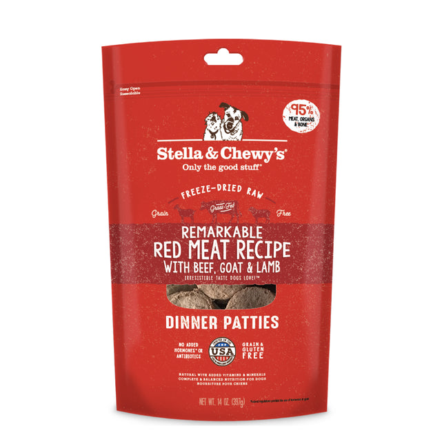 Stella & Chewy's Freeze-Dried Raw Dog Dinner Patties Remarkable Red Meat - Beef, Goat & Lamb (14oz)