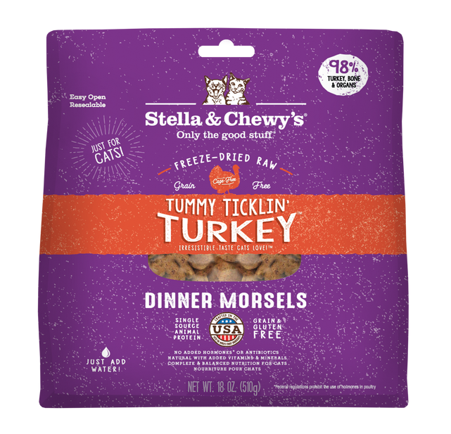 Stella & Chewy's Freeze Dried Dinner Morsels for Cats - Tummy Tucklin' Turkey (8oz/18oz)