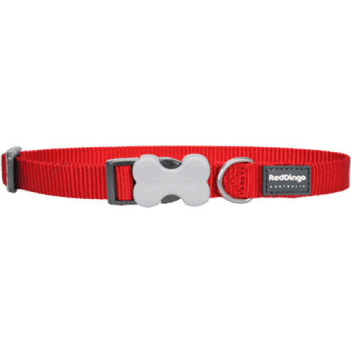 Red Dingo Bucklebone Classic Dog Collar Red (12mm/15mm/20mm/25mm)