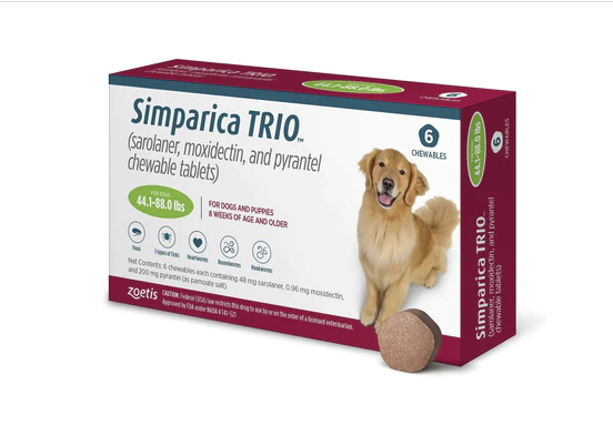 Simparica Trio for Dogs (Various Sizes) (3 Chewables/Box)
