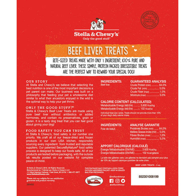 Stella & Chewy's Dog Treats Single Ingredient - Beef Liver (3oz)