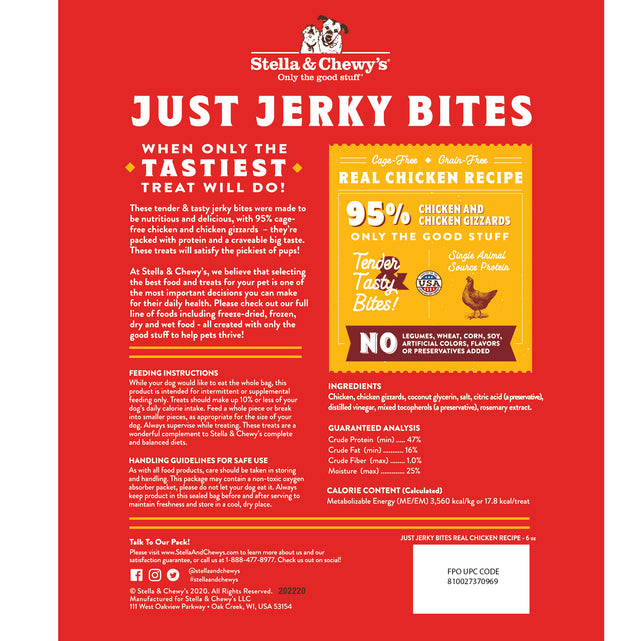 Stella & Chewy's Dog Treats Just Jerky Bites - Chicken (6oz)