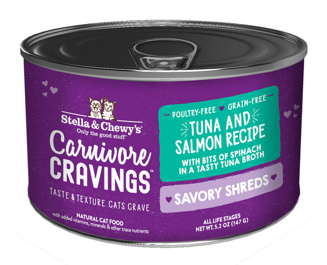 Stella & Chewy's Carnivore Cravings Savory Shreds Can for Cat - Tuna & Salmon in Broth (5.2oz)