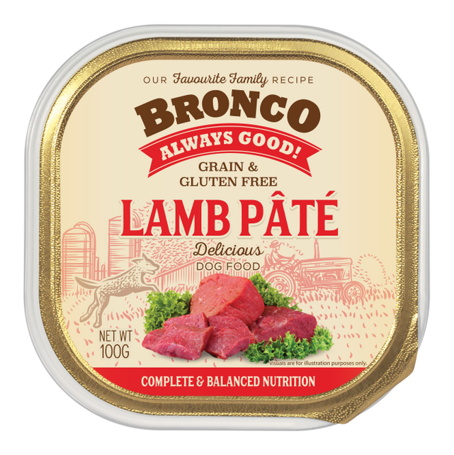 Bronco Canine Lamb Pate Adult Grain-Free Tray Wet Food (100g)