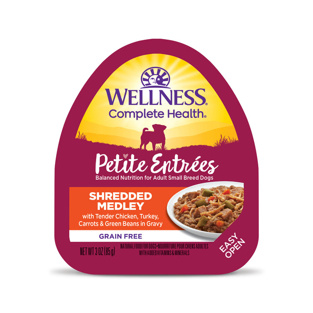 Wellness Dog Petite Entrée Shredded Medley Tender Chicken, Turkey Carrots & Green Beans (3oz)