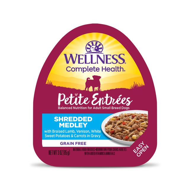 Wellness Dog Petite Entrée Shredded Medley Braised Lamb, Venison, White Sweet Potatoes & Carrots (3oz)
