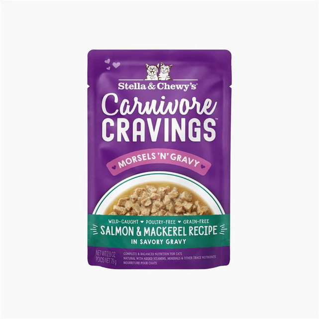 Stella & Chewy's Carnivore Cravings Morsels 'N' Gravy Pouch for Cat - Salmon & Mackerel (2.8oz)