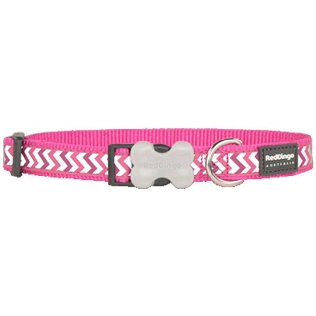 Red Dingo Cat Reflective Ziggy Collar Hot Pink