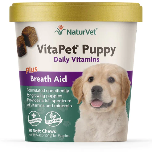 Naturvet VitaPet Puppy Plus Breath Aid for Dogs 70 Soft Chews
