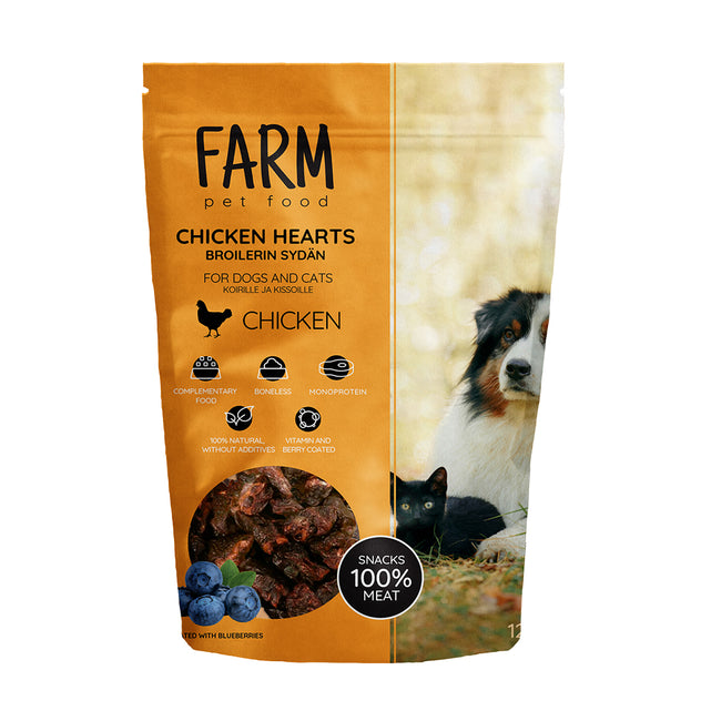 FARM Broiler Chicken Hearts Treats for Dogs/Cats (120g)
