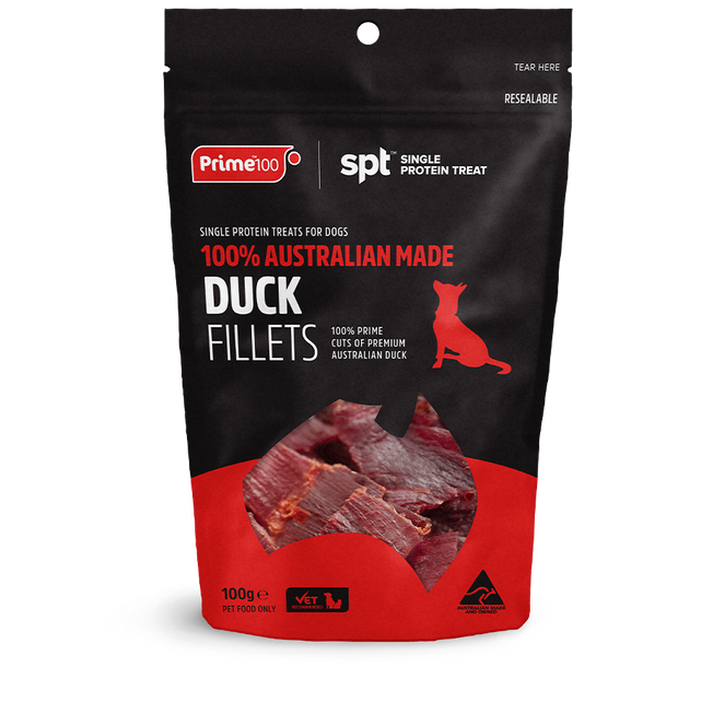 Prime100 Duck Fillets Treats for Dogs (100g)