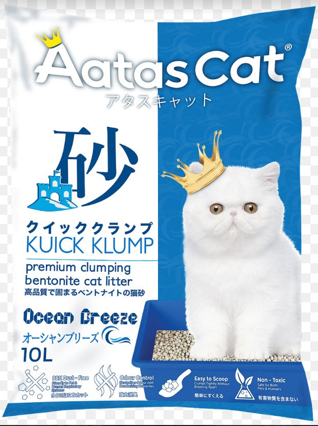 Aatas Cat Kuick Klump Ocean Breeze Bentonite Litter for Cat (10L)