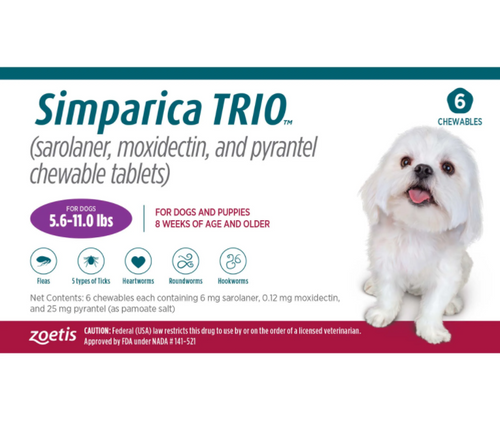 Simparica Trio for Dogs (Various Sizes) (3 Chewables/Box)